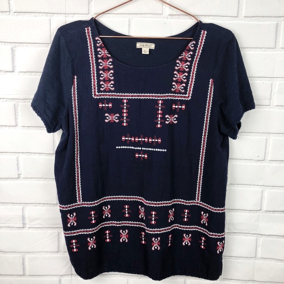 Lucky Brand Tops - Lucky Brand embroidered boho style shirt large L